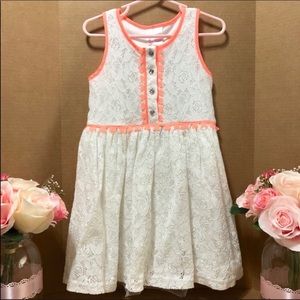 Japna Kids White and Coral Dress Size 5